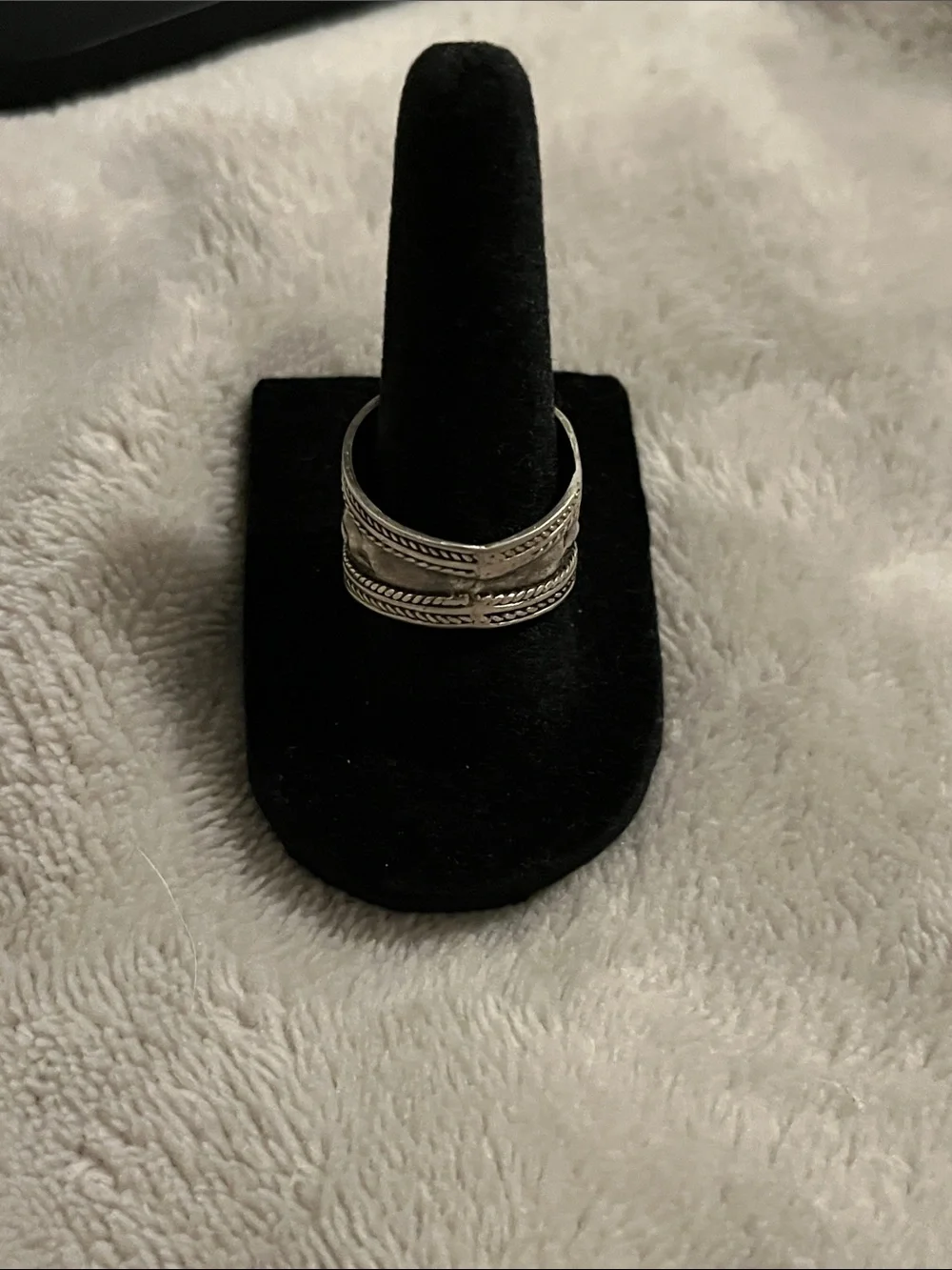 Vintage Sterling Silver Textured Wide Band Ring
